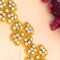 2 Yards Emmaline’s Four Petal Flower Rhinestone Trim with Iron On Backing Gold 1.5 inch Wide